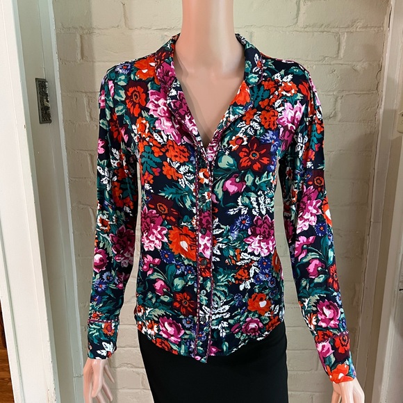 Floreat Anthropologie sz xs rare multi colored floral button down blouse - Picture 9 of 16